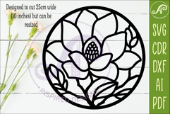 Magnolia Flower Wall Art SVG | Round Floral Laser Cut File Product Image 2