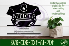 Police hat personalized name sign laser cut Product Image 2
