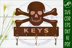 Skull and crossbones Key holders for metal and laser cutting Product Image 2