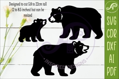 Woodland animal Silhouette Bears for laser cutting Product Image 3