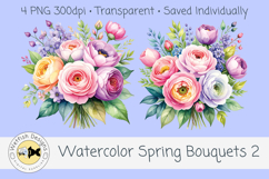 Spring PNG Watercolor Bouquets 2 Product Image 3