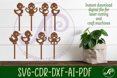 Cute duck cupcake topper SVG laser Product Image 2
