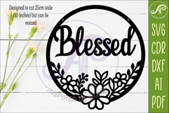 Round Floral Blessed Sign SVG, Laser Cut Door Sign Product Image 2