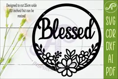 Round Floral Blessed Sign SVG, Laser Cut Door Sign Product Image 2
