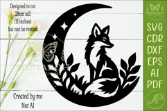 Fox and Moon Wall Art SVG, Woodland Fox Laser Cut Design Product Image 2