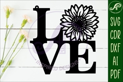 Love word with sunflower wall art sign, SVG file. vector Product Image 2
