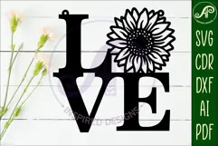 Love word with sunflower wall art sign, SVG file. vector Product Image 2
