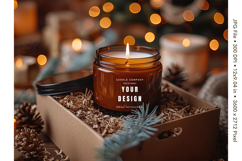 Candle Label Mockup Christmas Soy Jar Candle Amber Cozy_4 Product Image 1