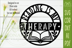 Reading Is My Therapy SVG | Book Lover Wall Sign Laser Cut Product Image 2