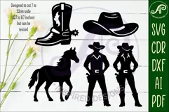 Western, Cowboy Cowgirl silhouettes laser cut outs 4 Product Image 2