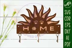 Sun Home Key Holder SVG Laser Cut File Entryway Hooks Product Image 2
