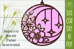 Floral Moon Suncatcher SVG | celestial Window Hanger Laser Product Image 2