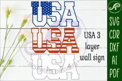 USA flag letter wall sign 3 layered design SVG files. Product Image 2