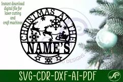 Santa Sleigh Christmas at the Name sign svg laser cut Product Image 2