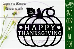 Pumpkin fall Happy Thanksgiving wall sign svg laser cut file Product Image 2