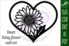 Daisy flower heart wall sign, SVG file. Product Image 2