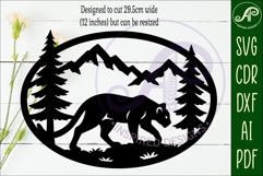 Mountain Lion mountain scene Oval wall sign laser cut file Product Image 2
