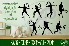 Male Tennis player Silhouette laser cut wall art Product Image 2