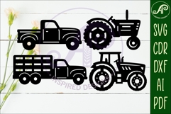 Farm vehicle silhouette laser cut outs SVG file Product Image 2