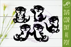 Cute Otters Silhouette SVG, Otter cut out shapes 1 Product Image 2