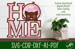 Home word with cat wall art sign, SVG file. vector Product Image 2