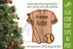 Baseball shirt Christmas Ornament SVG laser cut Product Image 2