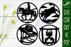 Western Cowboy Coasters SVG, Ranch Rodeo theme 4 Product Image 2