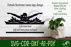 Butterfly Swimmer Name Sign SVG - Female Swim Team Wall Sign Product Image 2