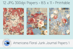 Americana Floral Junk Journal Papers 1 Set of 12 Product Image 2