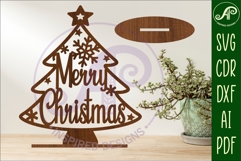 Christmas tree stand, laser cut file, Merry Christmas tree Product Image 2