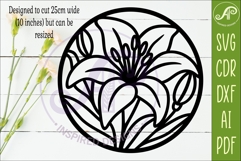 Lily Flower Wall Art SVG | Round Floral Laser Cut File Product Image 2