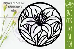 Lily Flower Wall Art SVG | Round Floral Laser Cut File Product Image 2