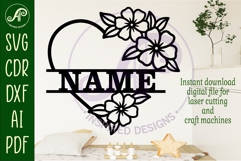 Floral heart name wall sign design Product Image 2