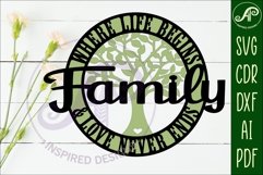 Family, where life begins wall art sign, SVG file. vector Product Image 2