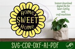 Flower home sweet home wall art sign, SVG file. vector Product Image 2
