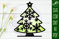Christmas tree stand, laser cut file, snowflakes Product Image 2