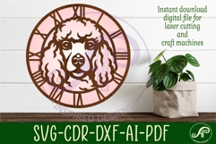 Poodle dog wall clock laser cut files, SVG Product Image 2