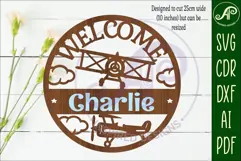 Welcome baby shower vintage plane wall sign svg laser cut Product Image 2