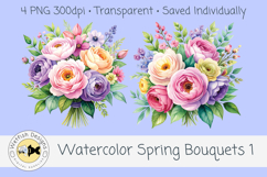 Spring PNG Watercolor Bouquets 1 Product Image 3