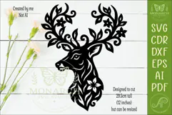 Deer Profile SVG, Ornate Stag Head Laser Cut File Product Image 2