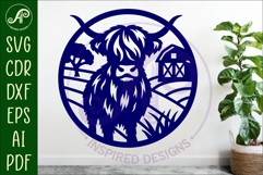 Highland cow farm scene wall sign, SVG file. Product Image 2