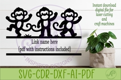 Cute Monkey Name Sign SVG, Jungle Nursery Laser Cut Product Image 2
