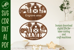 Farm scene themed name sign design for laser cutting Product Image 2