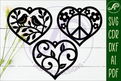 Hanging hearts wall sign, laser cut design 2 Product Image 2