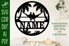 Couple in hammock at beach themed name sign svg laser Product Image 2