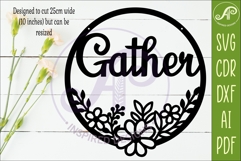 Round Floral Gather Sign SVG, Laser Cut Door Sign Product Image 2