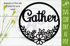 Round Floral Gather Sign SVG, Laser Cut Door Sign Product Image 2