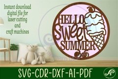 Hello summer ice cream wall sign svg laser cut file Product Image 2