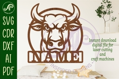 Bull head name wall art sign, SVG personalized Product Image 2