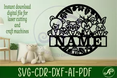 cute Woodland animals name sign svg laser cut template Product Image 2